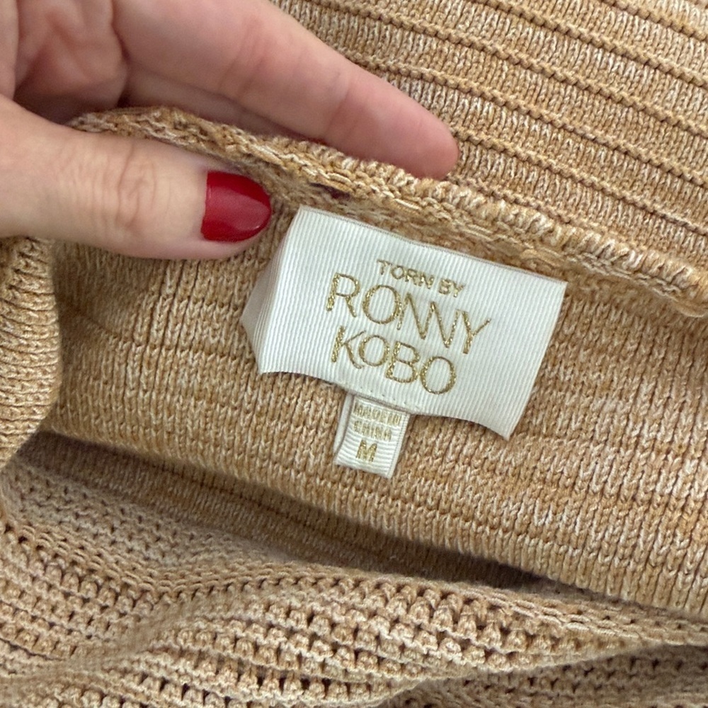 Torn by Ronny Kobo resort wear low back tan halter knit maxi dress m medium - Picture 7 of 12